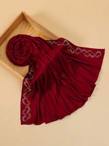 1条女士纯色缎面亮片装饰围巾，柔软透气，时尚优雅，适合搭配连衣裙 - 彩色 - 查看 14