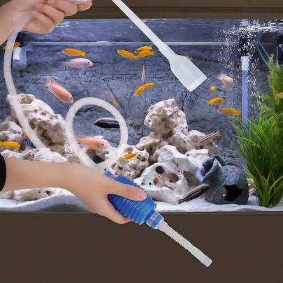 1 bộ dụng cụ vệ sinh bể cá bằng tay, bơm hút cát bể cá, thích hợp cho việc thay nước hàng ngày, lọc nước và làm sạch cát (Màu xanh)