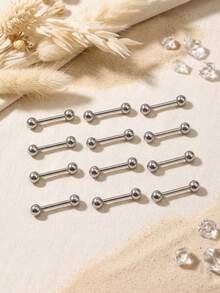 12 chiếc khuyên ngực và khuyên lưỡi bằng thép không gỉ 316L dành cho nam và nữ, khuyên thẳng 14G, kích thước 12mm, 14mm, 16mm, 18mm, khuyên tròn 5mm. - Phiên bản quả cầu ánh sáng - Xem 1