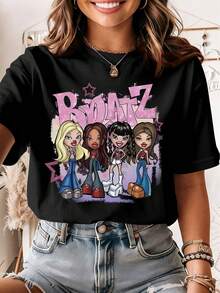 Cartoon-Style Boy's T-Shirt With A Round Neck And Short Sleeves, Stylish And Versatile – Ideal For Everyday Wear Or For Dressing Up Casual Outfits. Available In Various Colors. - 黑色 - 查看 1