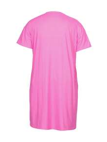 Plus Size Women's Beach Dress 3D Outdoor Fashion Casual Loose Plus Size Women's V-Neck Mid-Sleeve Dress - 粉色 - 查看 3