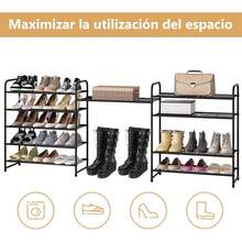 Zapatero de Metal de 2 Niveles, Zapatera, Ahorro de Espacio y Estante versátil, Organizador de Zapato para Almacenar y Guardar Los Zapatos para Entrada,Puerta,Dormitorio,Guardarropa - Zapatero de 2 niveles - Ver 4