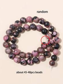 1 Strand Natural Black Line Rhodochrosite Gemstone Smooth Round Loose Beads For Jewelry Making 4 6 8 10mm - Multicolor - View 13