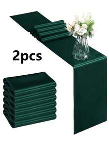 Bộ 2/5/10 khăn trải bàn bằng vải satin màu xanh đậm, thích hợp cho các sự kiện tại khách sạn, tiệc sinh nhật, tiệc Giáng sinh và các dịp khác. - Màu xanh lá cây đậm - Xem 11