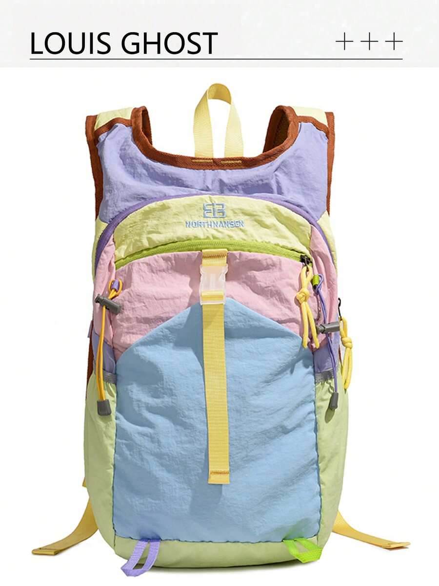 Macaron Story: Tricolor Vibrant Backpack Set | Unlocking The Art Of Youthful Travel - Multi-Pocket * Candy-Colored Webbing