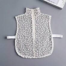 1件蕾丝网纱荷叶边领，优雅立领可拆卸假领，多功能蕾丝假领配饰 - 彩色 - 查看 9