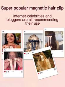 1个女士新款磁性蝴蝶结发夹，可拆卸发饰，甜美可爱风格，适合半扎发、日常休闲、购物、派对、约会等场合，夏季沙滩抓夹度假发夹 - 彩色 - 查看 5