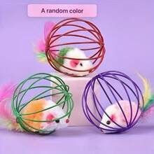 1pc Interactive Cat Toy With Tail - Artificial Feather. Endless Fun Hamster Cat Toy, Made Of Durable Fabric Material, Cat Interactive Toy - Multicolor - View 11