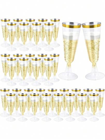 Zestaw kieliszków do szampana wielokrotnego użytku (10/20/25/30/50/100 szt.) wysokiej jakości, odpowiedni na różne imprezy, takie jak spotkania, wesela, urodziny, walentynki, dzień matki itp. (kieliszki do szampana, kubki imprezowe, kubki urodzinowe)