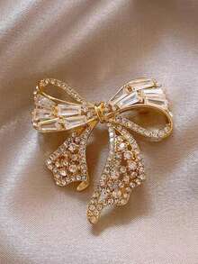 1枚优雅蝴蝶锆石胸针，防滑西装配饰，高端精致女士胸花别针 - 完美礼物 - 金色 - 查看 1