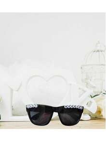 2pcs Personalized Letter Fashion Glasses, Available In White And Black, Suitable For Bride, Groomsman, Bridal Party, Newlyweds, Great Wedding Gift - View 3