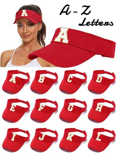 1顶男女通用A-Z 26字母运动遮阳帽，可调节，空心遮阳帽顶，适用于网球、棒球、高尔夫、骑行、跑步等运动。