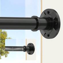 Shower Curtain Rod, Extendable Curtain Rod, Adjustable Shower Railing With Bracket Suitable For Bathrooms, Windows, And Doors - Black - View 2