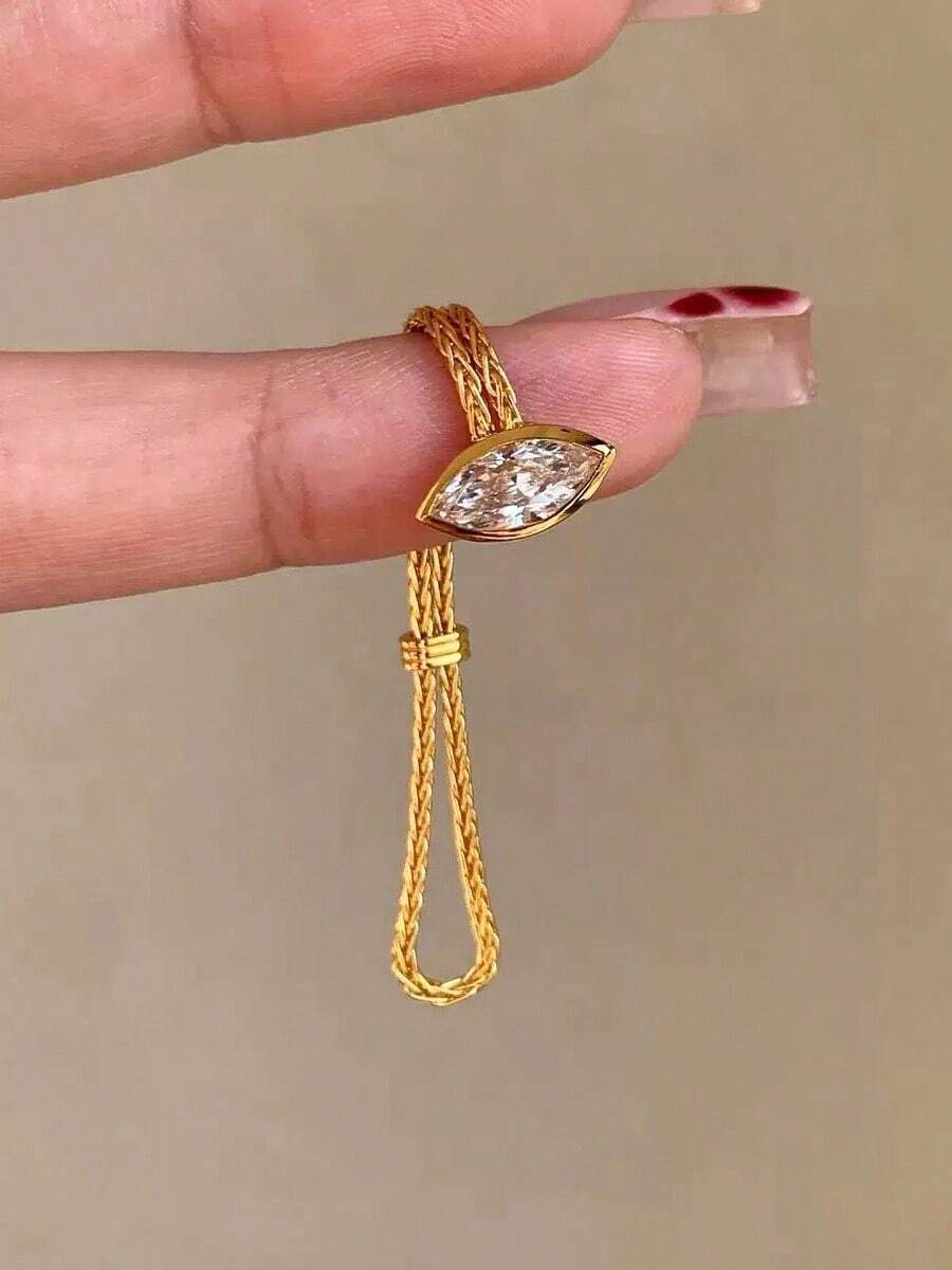 1 chiếc nhẫn vàng cổ điển hình mắt ngựa, dây mềm có thể điều chỉnh, thiết kế tối giản thanh lịch, phù hợp cho nhiều dịp, món quà tuyệt vời dành cho phụ nữ. - Vàng - Xem 1