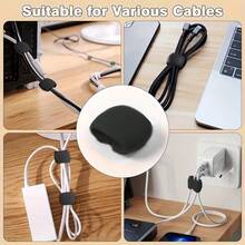12pcs Black Multi-Functional Wire Winders, Data Cable Earphone Charger Organizer, Minimalist Portable Clips - Black - View 6