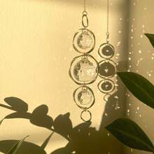 Móc treo trang trí hình học 3 vòng/5 vòng, tạo cầu vồng, lăng kính pha lê, đồ trang trí phòng, quà tặng lý tưởng cho người thân yêu, trang trí không khí lễ hội. - Ba vòng tròn không đều - Xem 8