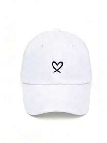 1顶男女通用棒球帽，时尚百搭遮阳帽，带有刺绣心形图案 - A - 查看 2