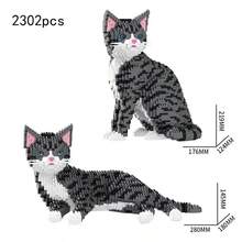 2302片三色猫DIY积木套装，二合一组合，可作房间装饰、桌面摆件、减压玩具，适合万圣节、生日、圣诞节、毕业典礼、朋友聚会、新年、婚礼、复活节等场合作为礼物 - 彩色 - 查看 5