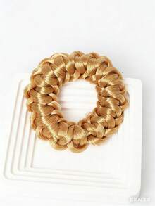 2pcs Retro Style Elastic Hair Ties, Made Of Polyester Fiber And Spandex, Designed For Women's High Ponytail Hairstyles - Multicolor - View 12