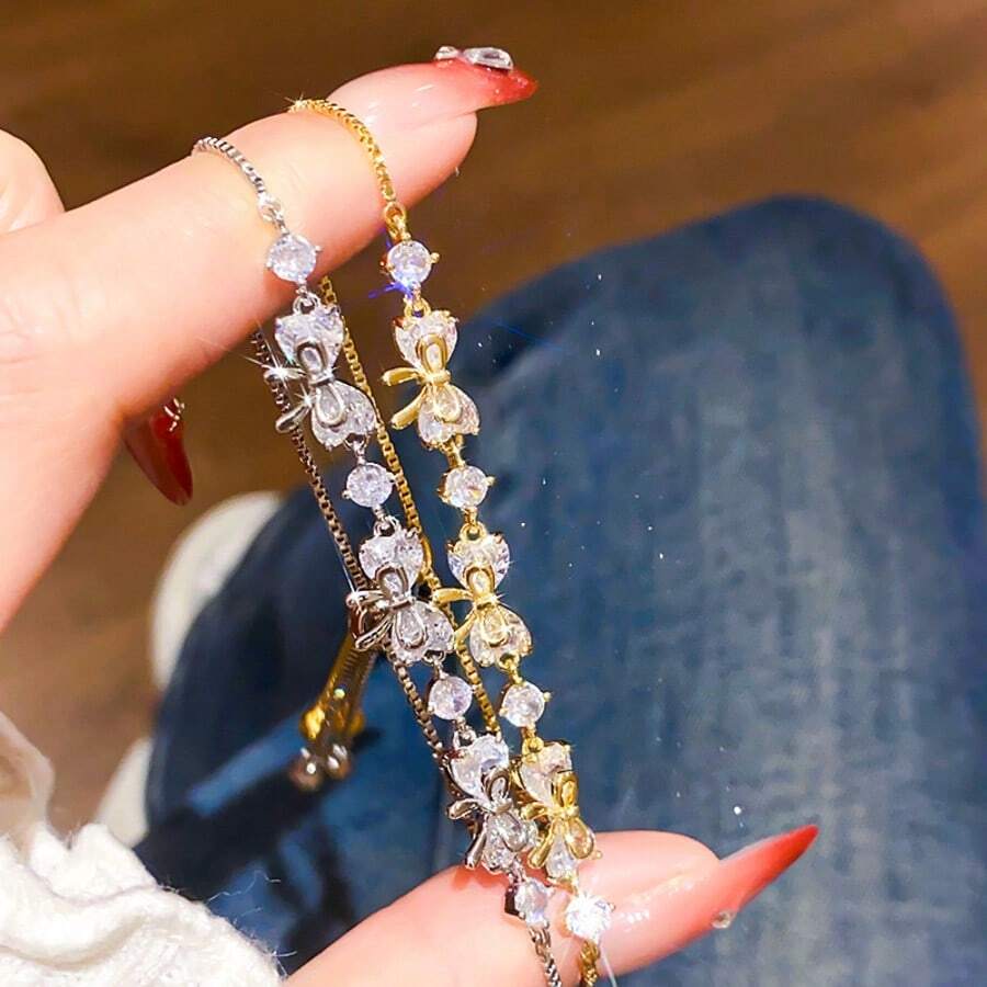 1件优雅立方氧化锆蝴蝶结手链 - 蝴蝶結 - 查看 1