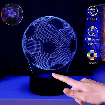 1pc Football Series Creative 3D Night Light, Touch 7-Color Changing Atmosphere Lamp, USB Powered, Desktop Decor Lamp, Bedroom/Game Room Bedside Light, Football Fan Holiday Gift