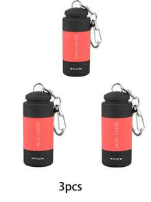 3个迷你钥匙扣LED手电筒，便携式可充电多功能户外手电筒，带夹子，适用于徒步、露营、钓鱼、跑步和应急照明，露营配件 - 彩色 - 查看 15