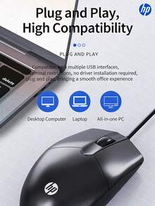 HP M260 有线迷你鼠标 USB 光电电脑鼠标 便携式人体工学办公商务鼠标 适用于笔记本电脑、台式电脑、Windows 和 Mac OS 系统 - 查看 6