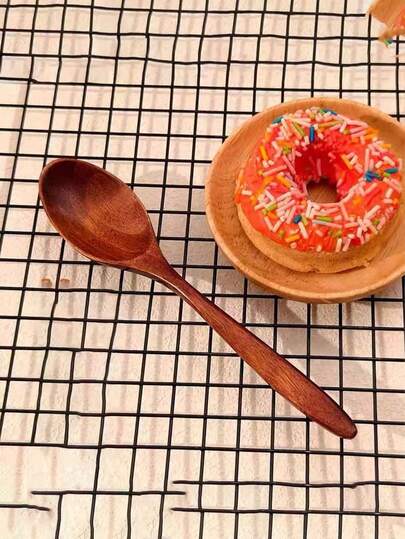 2pcs Wooden Rice/Soup Spoon, Long Handle Large Serving Spoon For Eating Rice, Soup, Porridge