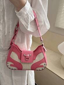 Túi xách cá nhân hóa thời trang mới, phối màu độc đáo, đính đinh tán, kiểu dáng cổ điển và đa năng, thích hợp cho nữ giới trẻ, sinh viên, người mới vào nghề và nhân viên văn phòng. Rất phù hợp cho công sở, trường đại học, đi làm, kinh doanh, đi lại, hoạt động ngoài trời, du lịch và dã ngoại. - Nhiều màu - Xem 7