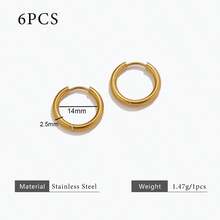 6pcs 304 Stainless Steel 18K Gold-Plated Multi-Size Round Ear Cuff Earrings DIY Charm Jewelry Earring Making Accessories Women's Stainless Steel Jewellery Earring Components - Earrings - View 12