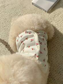 Cute Cherry Print Pet Vest - Soft Comfortable Stretchy Button Pet Vest Suitable For Small & Medium Dogs Cats, Lightweight Breathable Pet Clothing For Spring & Summer - White - View 9