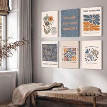 6 Stück Boho-Stil Poster für psychische Gesundheit, motivierende Psychologie Wandkunst, inspirierende Zitate für Therapieraum, ungerahmte Leinwand Wanddekoration, Größe 20 x 25 cm - Wort - Übersicht 5
