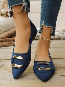 1双优雅时尚通勤休闲女式平底乐福鞋，适合度假、办公、所有季节 - 藍色 - 查看 3