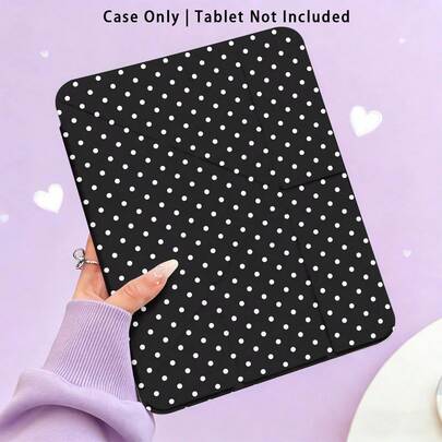 Black Background White Polka Dot Pattern, 3+Y Foldable Anti-Bend, Painting Effect Acrylic Crystal Shell, Suitable For Honor Pad 9/10, Honor GT 11.5 Inch/X9A/X9Pro, MatePad 11 Inch 2023/2022, MatePad Pro, Apple 10th/11th Gen 2025 Tablets, Galaxy Tab A9 Plus/A11/A11 PLUS Tablet Protective Case