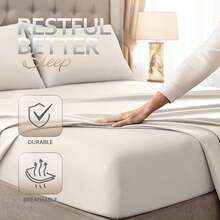 Beddora King Size Bed Sheet Set In Beige – 4 Piece Microfiber Sheets, Ultra-Soft, Deep Pocket, Wrinkle-Resistant, Easy Care, Adult - 米色 - 查看 5