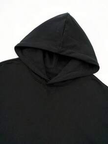 Men's Plain Oversized Kangaroo Hoodie With Hood And Front Pocket | Casual Streetwear Comfortable Winter Loose Fit Drawstring Pocket - 黑色 - 查看 7