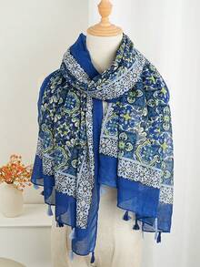 1pc Versatile Printed Scarf, Fashion Headscarf, Luxury Soft Neck Wrap 85*180CM Long Scarf, Women Outdoor Shawl Trending Silk Scarf - Multicolor - View 2