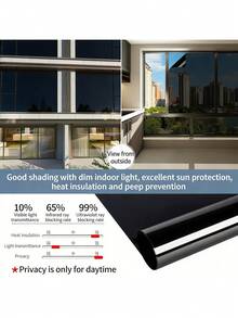 1 Roll 5m Single-Way Privacy Frosted Window Film, PET Material, Silver Gray, See-Through From Outside But Opaque From Inside, Suitable For Home, Bedroom, Office - Heat Insulation Film - View 8