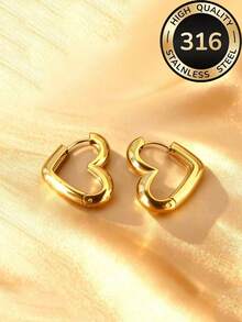 18K鍍金心形耳環 | 女士精緻小圓環耳環 | 316不鏽鋼飾品 | 時尚飾品禮物送給她 | 適合海灘、日常穿搭、旅行、休閒、約會、派對 | 送給女性朋友的小禮物 - 愛心 - 查看 8