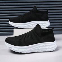 Men's Breathable Mesh Sneakers, Lightweight Running Shoes, Student Sports Shoes, Couple Shoes - Black and White - View 7