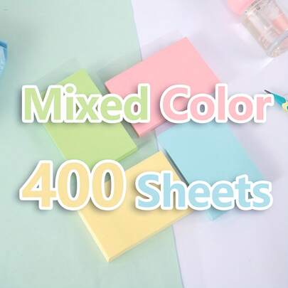 400pcs Sticky Notes - 4 Different Color Paper Sticky Notes, Vibrant Color Memo Pads, Durable Adhesive Suitable For School, Office, Home Organization - Essential Stationery