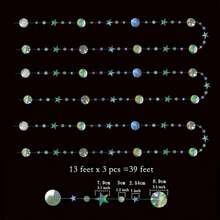 3 pièces Guirlandes d'étoiles irisées holographiques - Guirlandes de cercles à pois holographiques de 12 m pour décorations d'anniversaire, de mariage, d'anniversaire et de fête - Voir 4