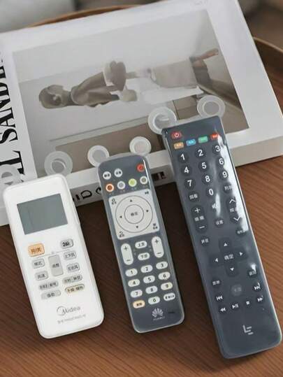 1pc Teddy Bear Ear Silicone Remote Control Protector Cover, Waterproof Stretchable Transparent Sleeve For Air Conditioner TV