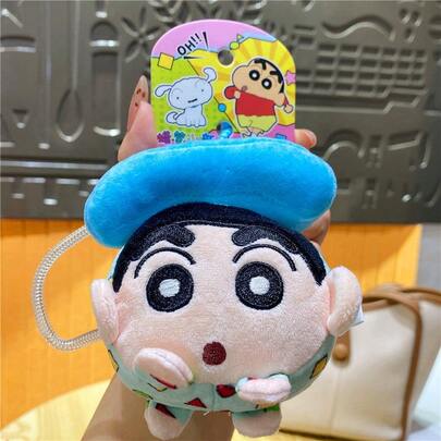 Crayon Shin-Chan Series Fabric Ornament Buckle, Cute Cartoon Character Design, Soft And Comfortable Fabric Material, Fashionable Bag Pendant Decoration, Exquisite Backpack Decor, Girly Style Accessory, Creative Delicate Small Gift, Birthday Holiday Party Daily Decoration