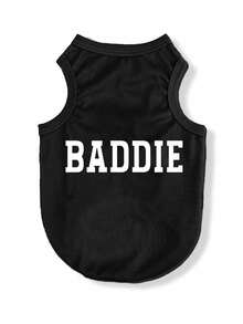 LUCKIE PAW Áo khoác cho thú cưng in chữ "BADDIE" màu đen ngộ nghĩnh, có tác dụng đuổi bọ chét, giảm rụng lông, giữ ấm và thoáng khí, phù hợp cho chó nhỏ và lớn, dùng trong nhà và ngoài trời. - màu đen - Xem 15