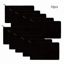 10pcs Zipper Pouches, Multifunctional Blank DIY Craft Bags, Pencil Case, Document Holder For Home, School, Travel - Black - View 1