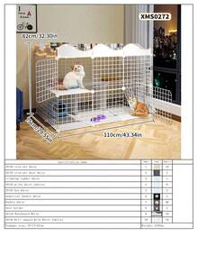 3-Tier Cat Cage, Metal Wire Pet Fence With Stairs And Resting Area, Detachable And Modular Cat House, Suitable For Kittens And Large Cats - Multicolor - View 19