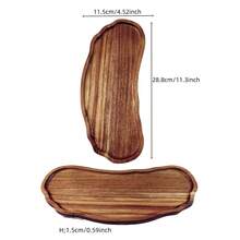 Premium Acacia Wood Serving Tray - 11.4"X4.2" Irregular Oval Design For Desserts, Snacks, Fruits & Appetizers - Perfect For Home Decor & Holiday Celebrations - Wood Color - View 12