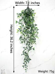 仿真盆栽植物，室内/室外悬挂式垂吊植物，仿真藤蔓植物，逼真仿真植物，适用于家居和办公室装饰，室内外花园架、墙壁、阳台、浴室、客厅装饰 - 墨綠色 - 查看 3