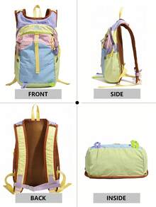 Macaron Story: Tricolor Vibrant Backpack Set | Unlocking The Art Of Youthful Travel - Multi-Pocket * Candy-Colored Webbing - Multicolor - View 4